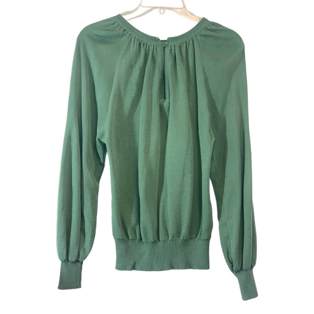 Vintage Sweater Girl Of California Green Key Hole Button Front Pleated Medium